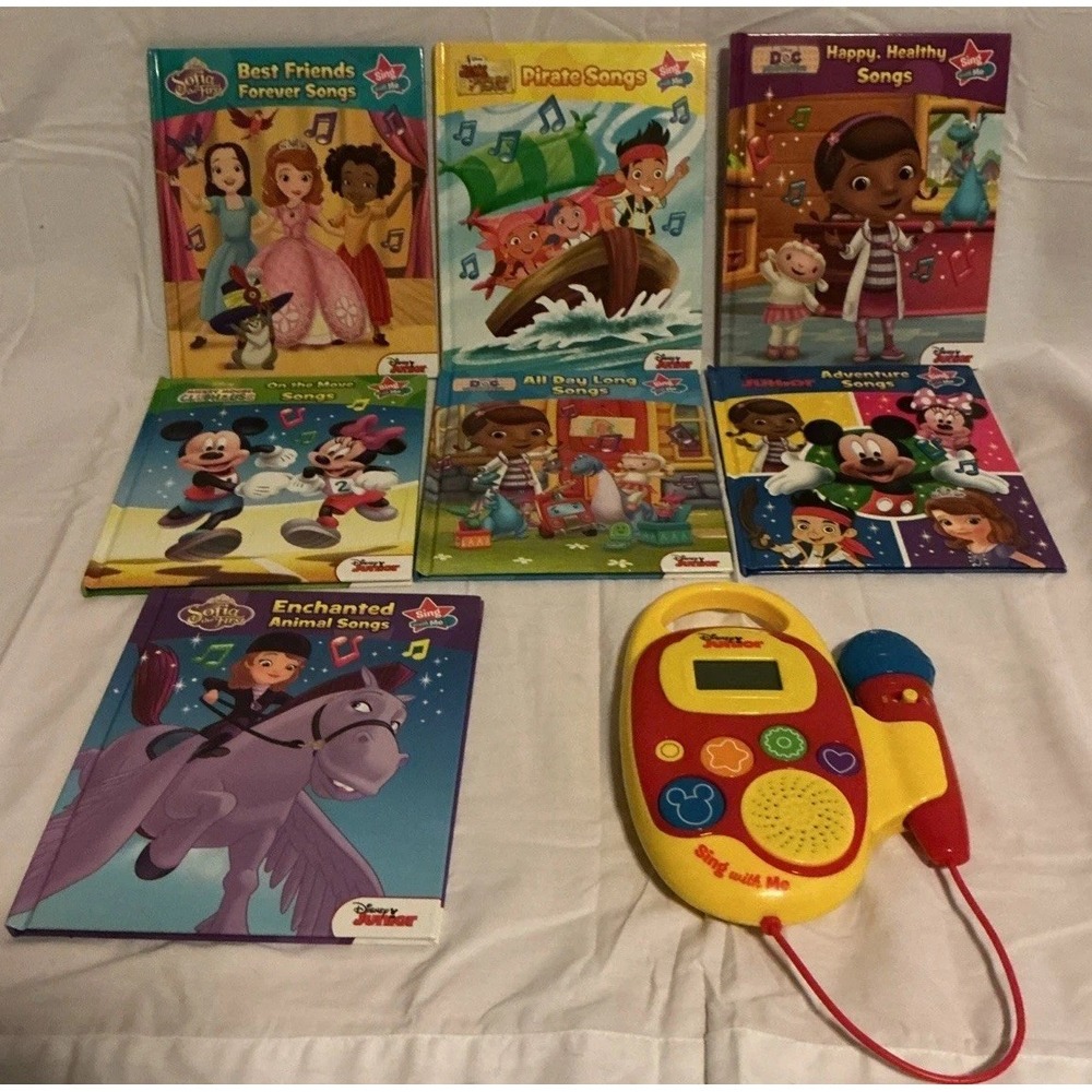 Disney Junior Sing With Me Play & Sing A-Long With Microphone And 7 Books, Works